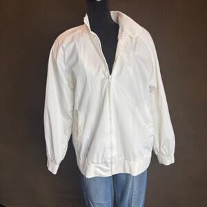 Vintage 1990s Architect JCPenney Men’s M White Bomber Jacket Made in Hong Kong